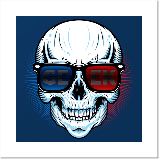 Geek Glasses Skull Wall Art by machmigo